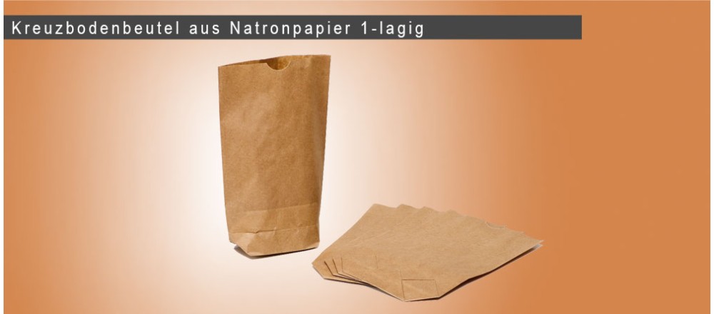 Cross-bottom bags made of natron paper 1- layer