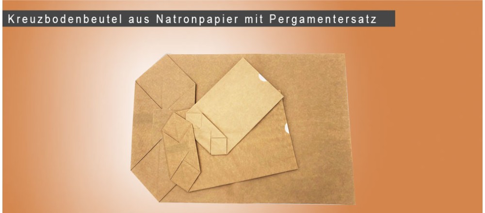 Cross-bottomed bags made of Natron paper with parchment substitute
