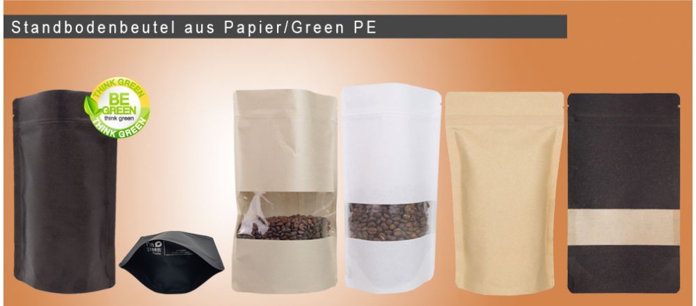 Standbodenbeutel aus Papier/ Green PE