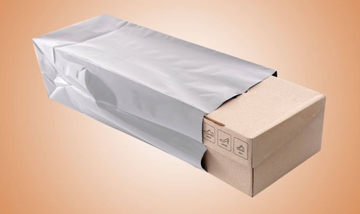 SF shipping bag silver 380+140x670mm, 105my
