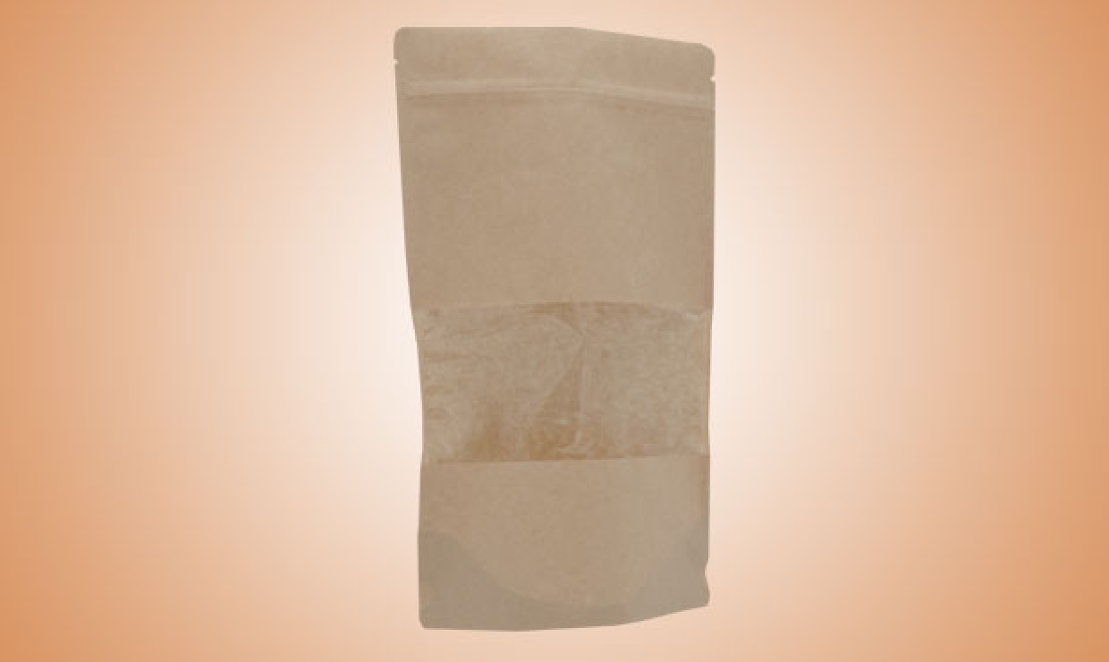 Stand-up pouch paper LIGHT 110x185+70mm Window strips