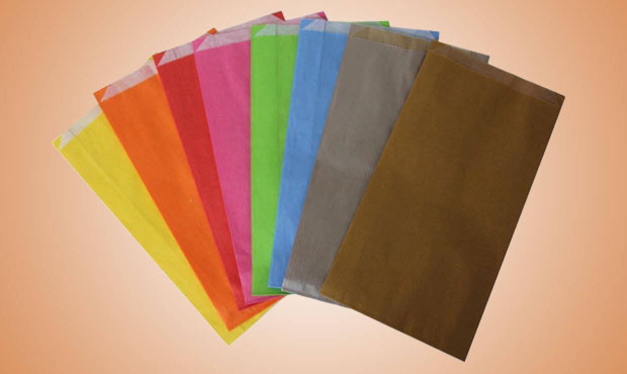 Flachbeutel aus Papier 100x180mm farbig