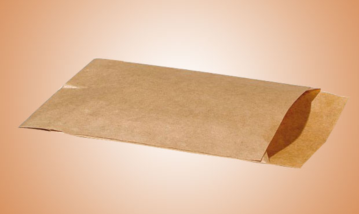 Flachbeutel aus Papier 105x150+20mm 70g/m² braun
