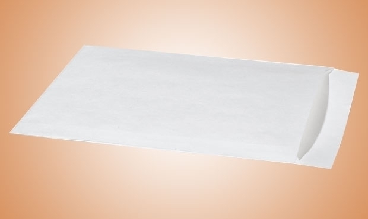 Flachbeutel aus Papier 95x132+16mm, 60g/m² weiß