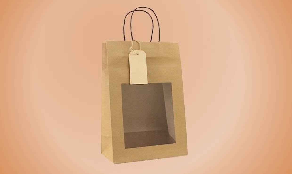 Paper gift bag 11,5+6,4x14,5cm 120g/m² Natural brown
