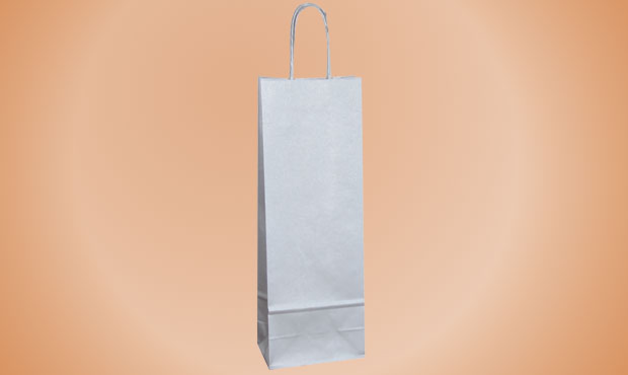Papiertasche mit Kordel 14+8,5x39cm 120g/m² silber