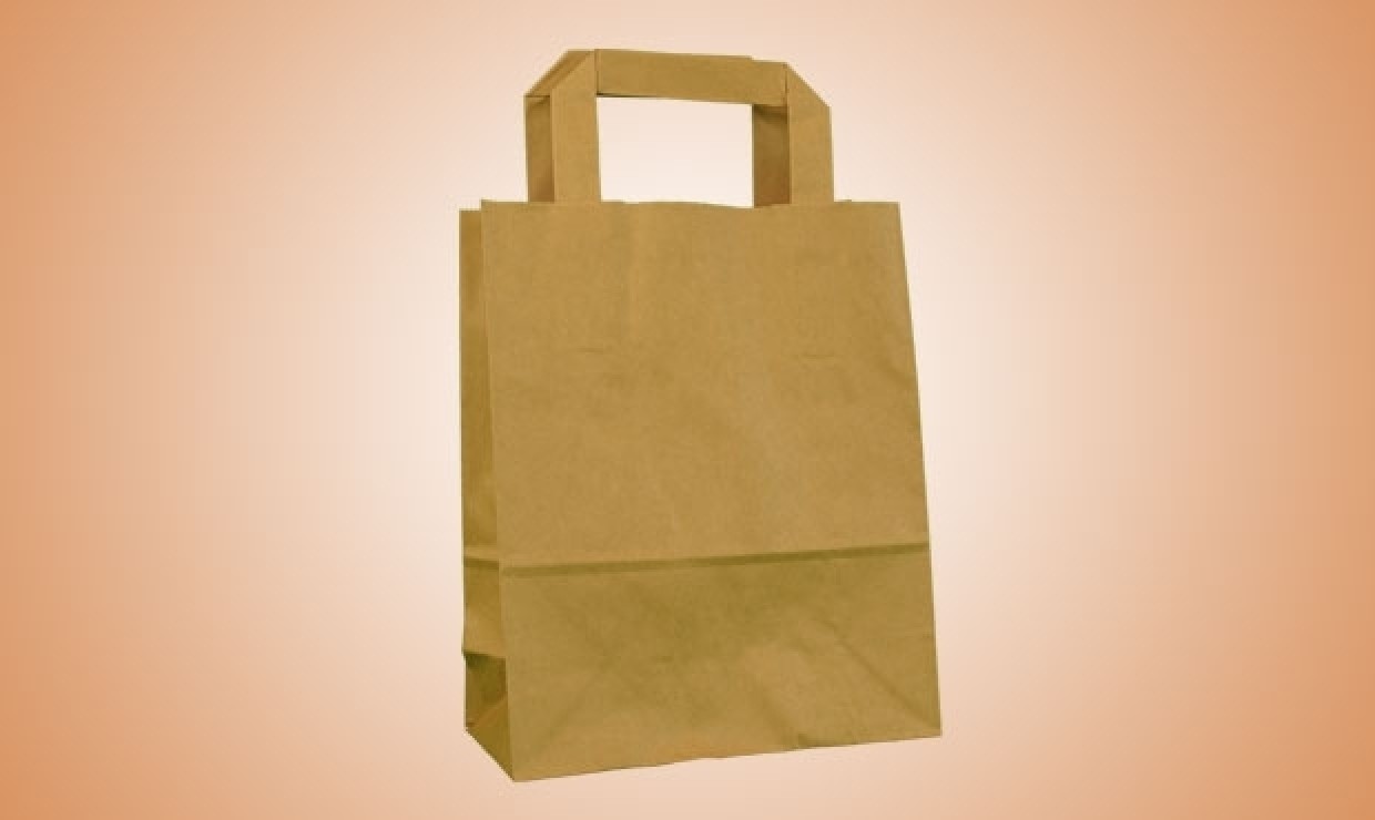 Paper bag with flat handle 18+8x22cm 80g/m² brown