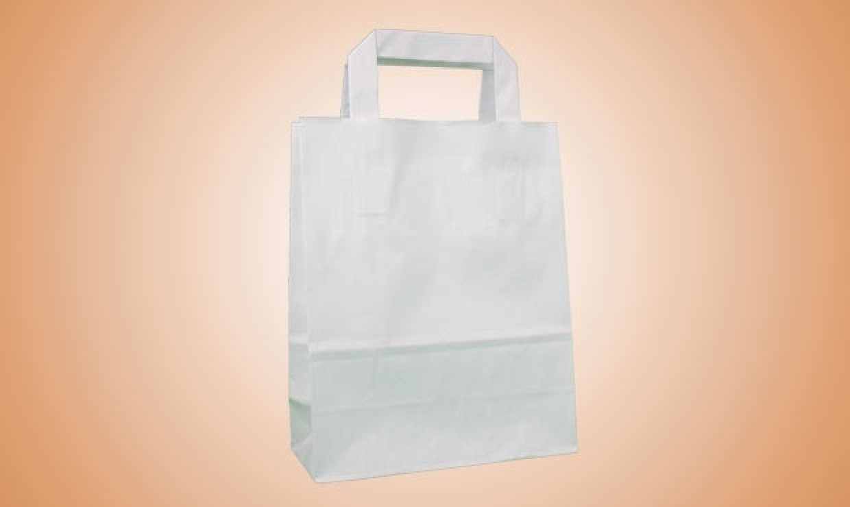 Paper bag with flat handle 18+8x22cm 80g/m² white