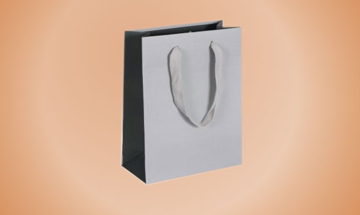 Paper bag textile tape 22+10x28cm 170g/m² Bicolor Grey