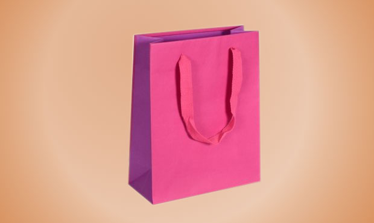Paper bag textile tape 22+10x27,5cm 170g/m² Bicolor ruby red