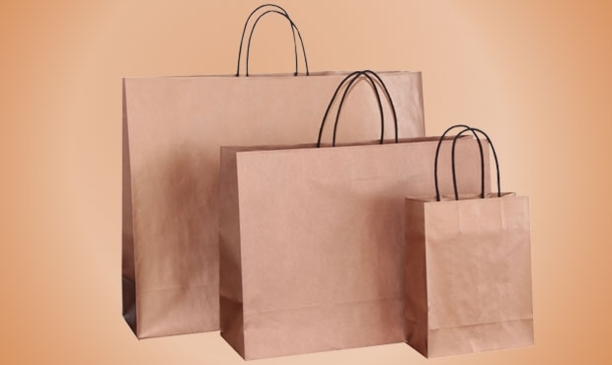 Paper carrier bag with cord 22+10x27cm 100g/m² bronze