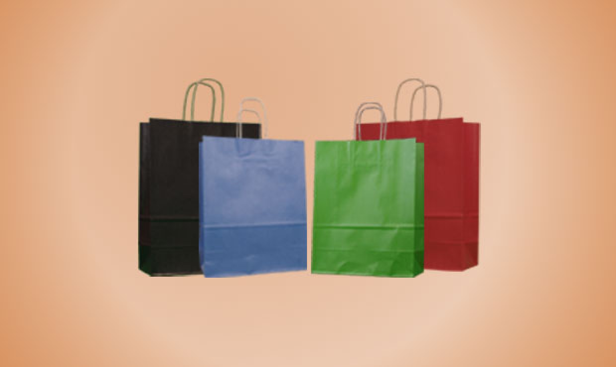 Paper bag with cord 22+10x28cm in 100g/m², colored