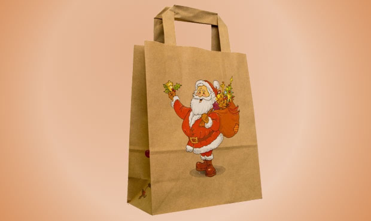 Paper bag XMAS 22+10x36m 80g/m² motive "merry santa claus