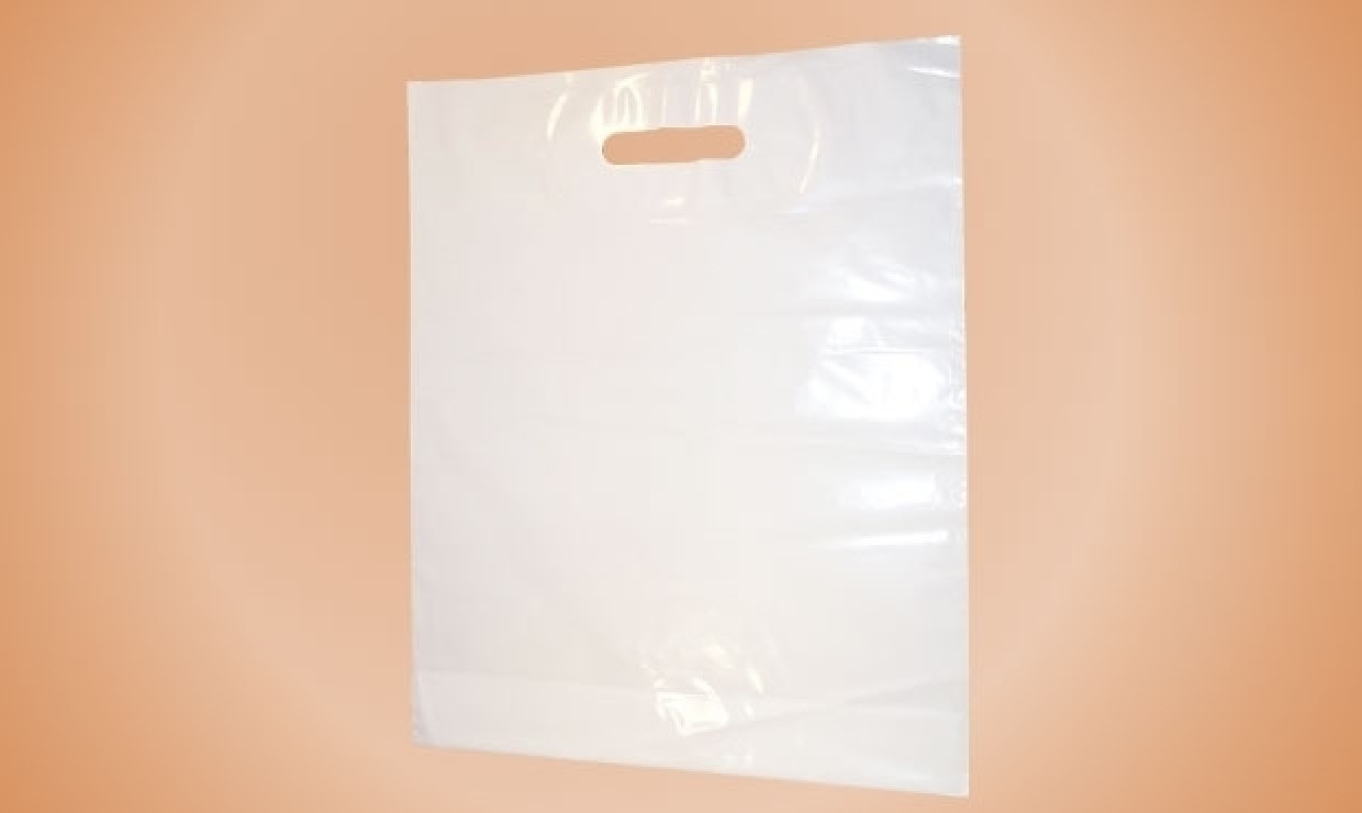LDPE DKT carrier bags 250x330+40/40mm in 51my white
