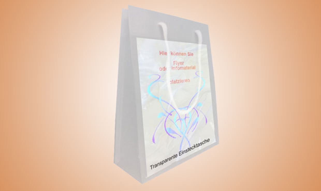PP carrier bag window 260+100x360mm with cords & transparent slip-in pocket