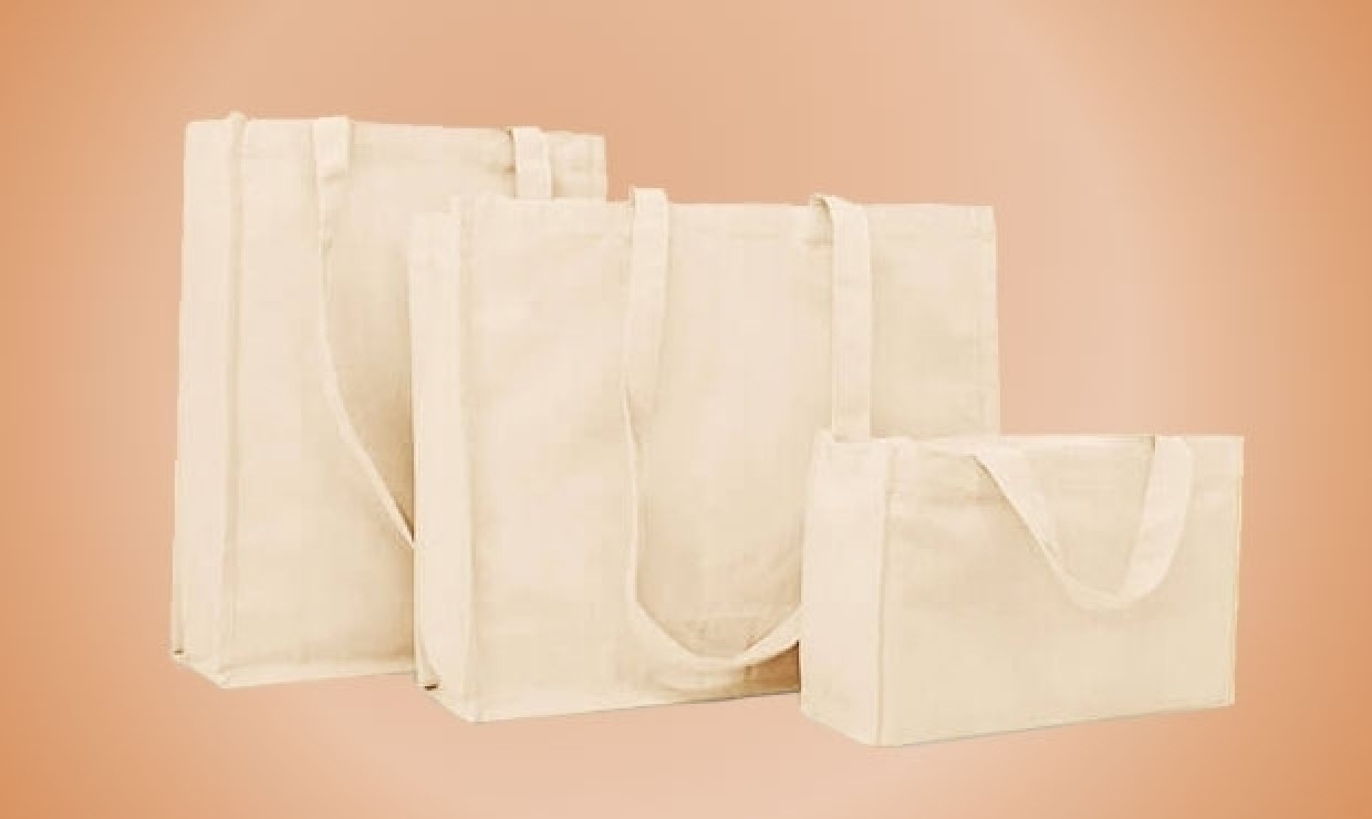 Cotton bags 32+13x40cm 300g/m², ecru Ecru