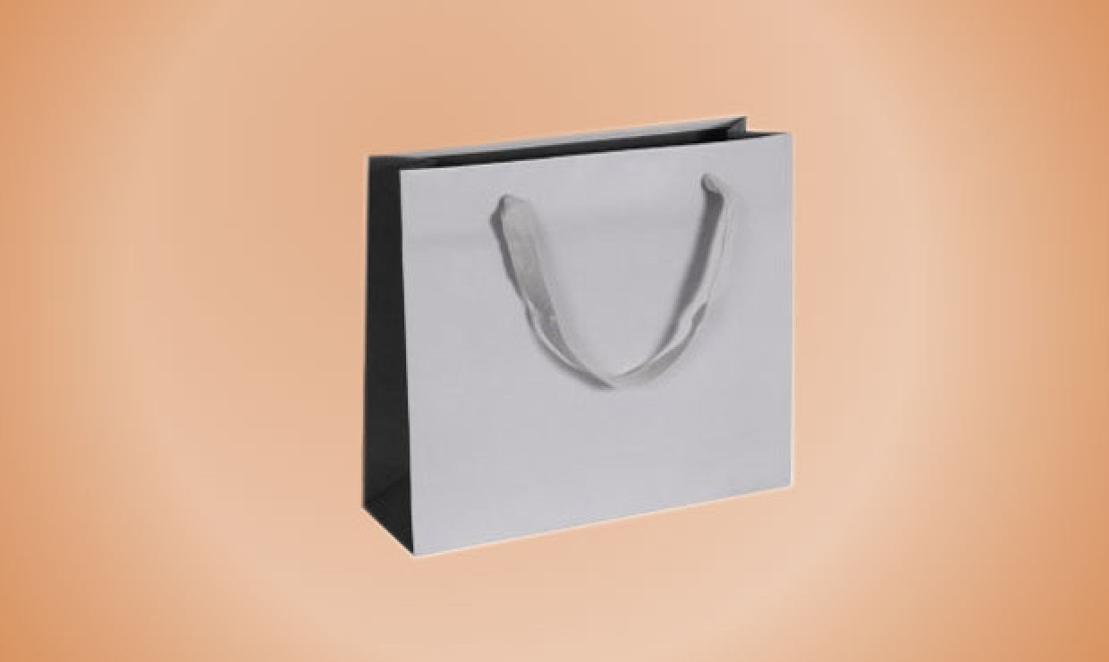 Paper bag textile tape 32+10x28cm 170g/m² Bicolor grey