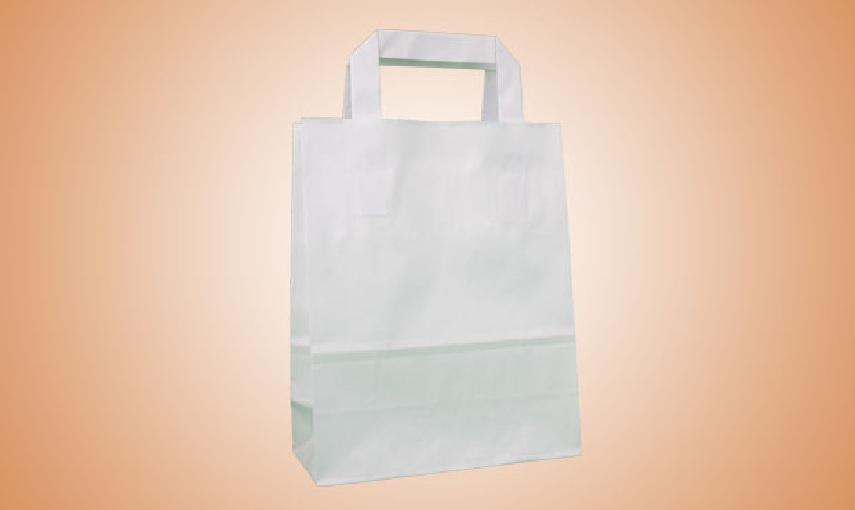 Paper bag with flat handle 32+16x45cm 90g/m² brown