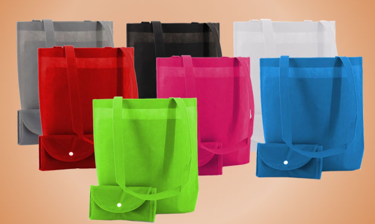 Non Woven foldable shopping bags 38x42cm 100g/m² different colors