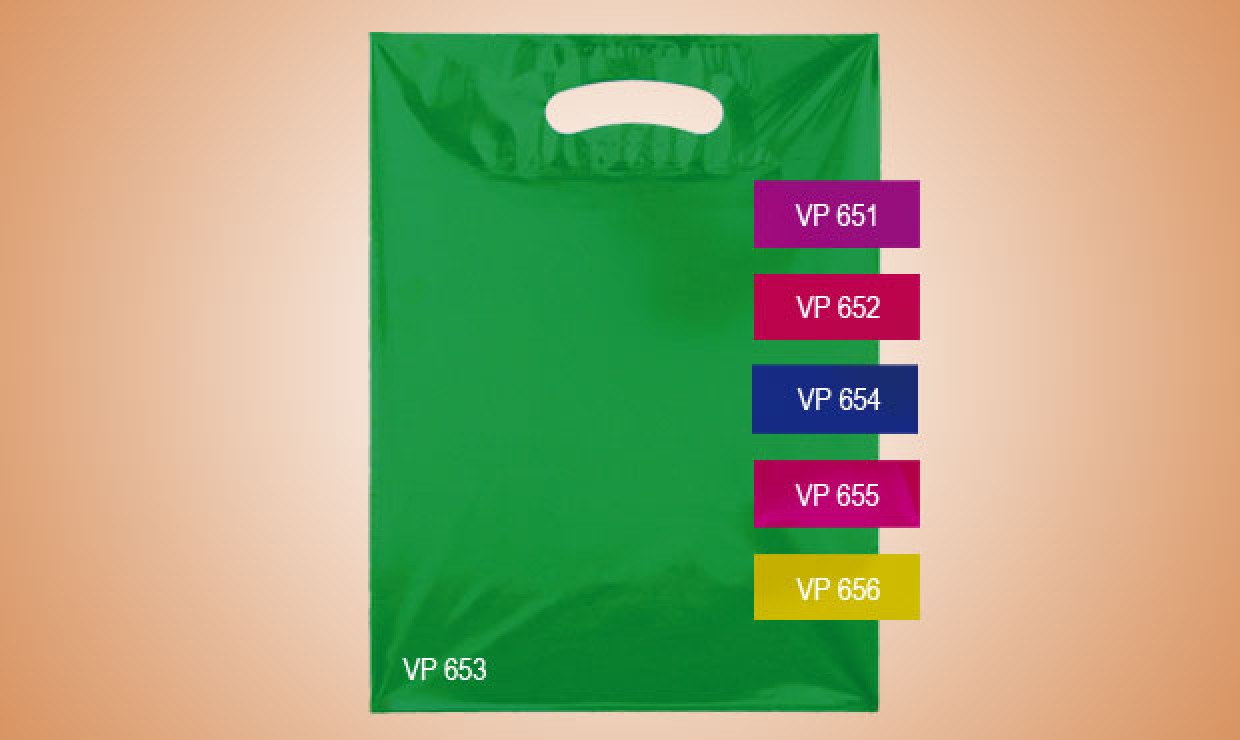 LDPE DKT carrier bags colored 380x450+50/50mm in 51my