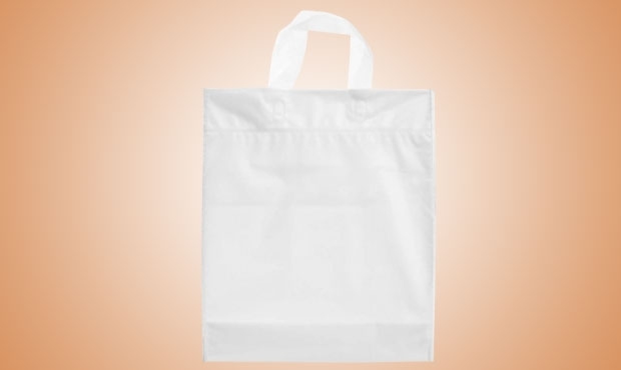 HDPE loop handle carrier bags 380x450+50mm in 60my natural