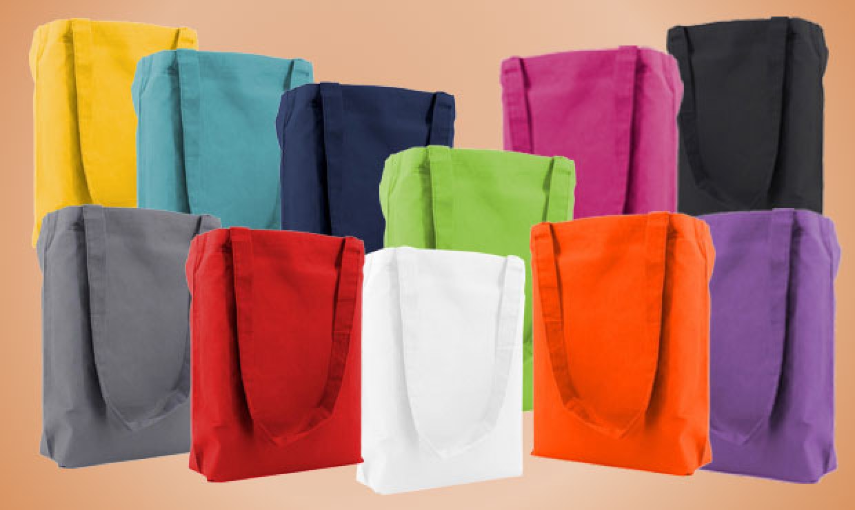 Cotton bags with long handles 38x42cm, 140g/m² colored