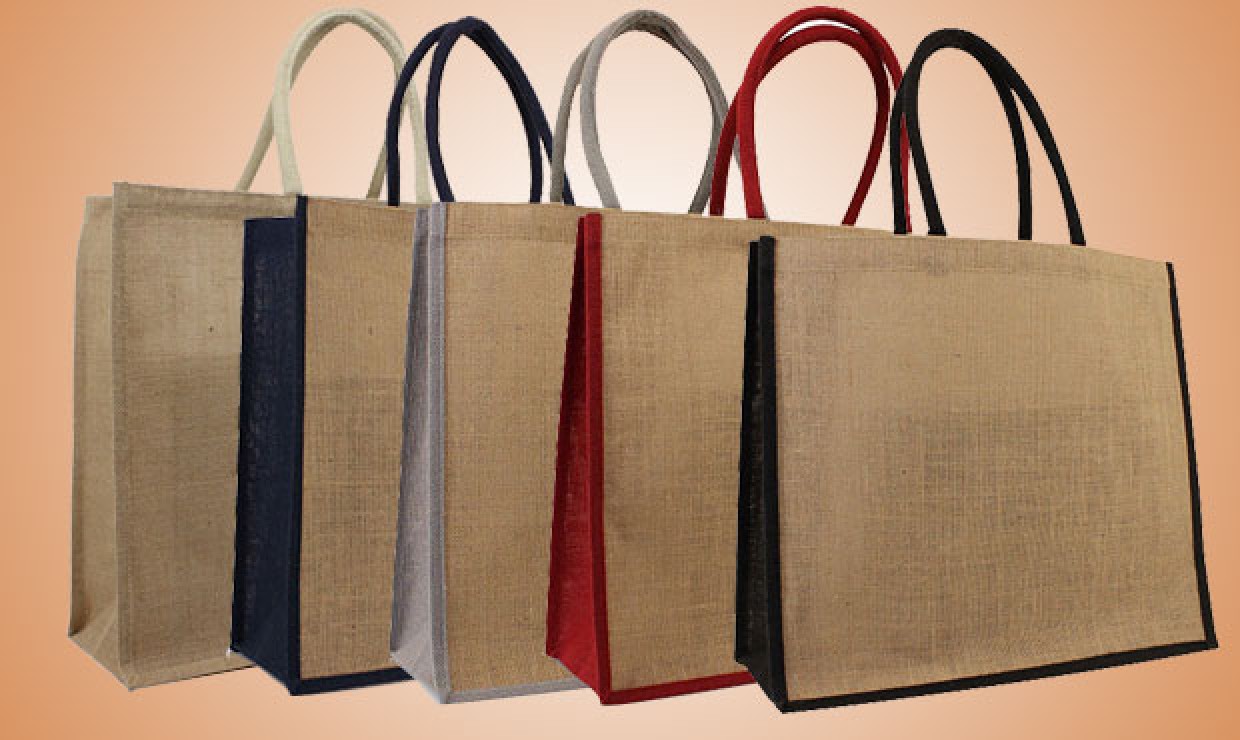 Jute carrier bag 45+17x40 cm in 5 color variations