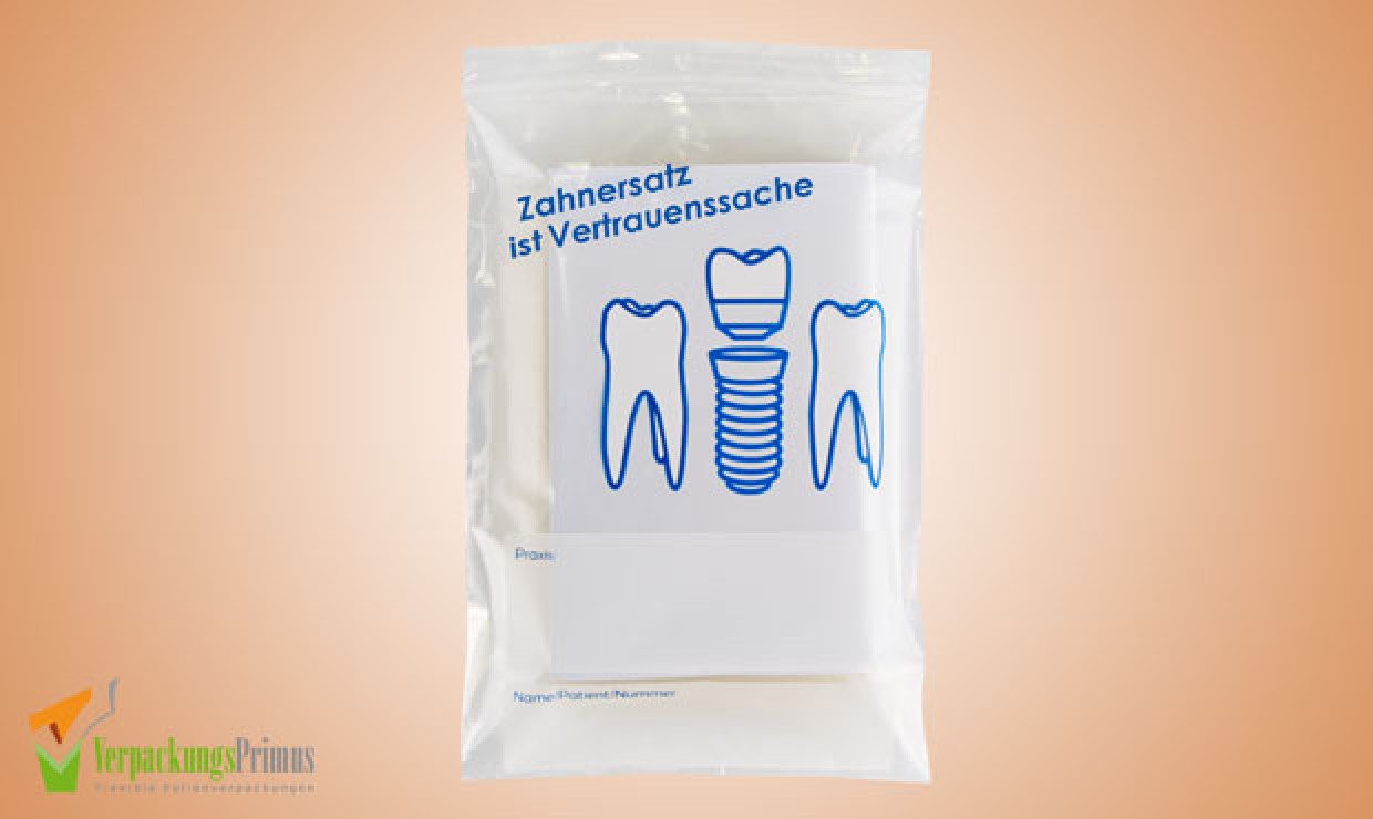 Dentalbeutel ZIV 180x270+220 mm "Zahnersatz ist Vertrauenssache"