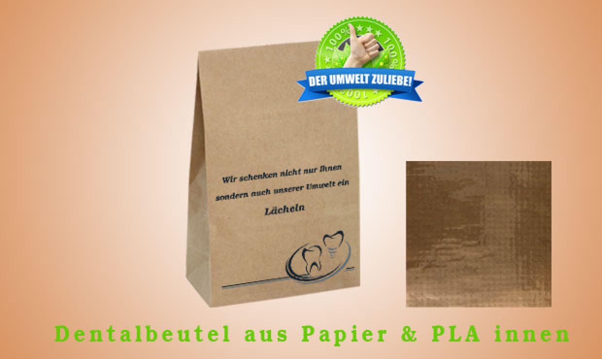 Dental bags made of kraft paper with PLA inner coating brown 195x100x310mm
