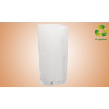 Stand-up pouch mono paper 130x225+70mm, white without pressure lock