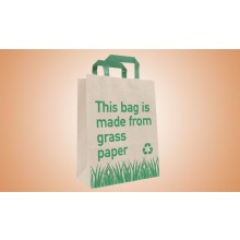 Papiertasche mit Flachhenkel 22+10x28cm 90g/m² Gras bedruckt